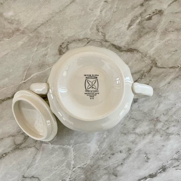 VTG Petite Flora Creamer & Sugar Set | Sears 1970s Stoneware | Floral Pattern - Picture 8 of 9